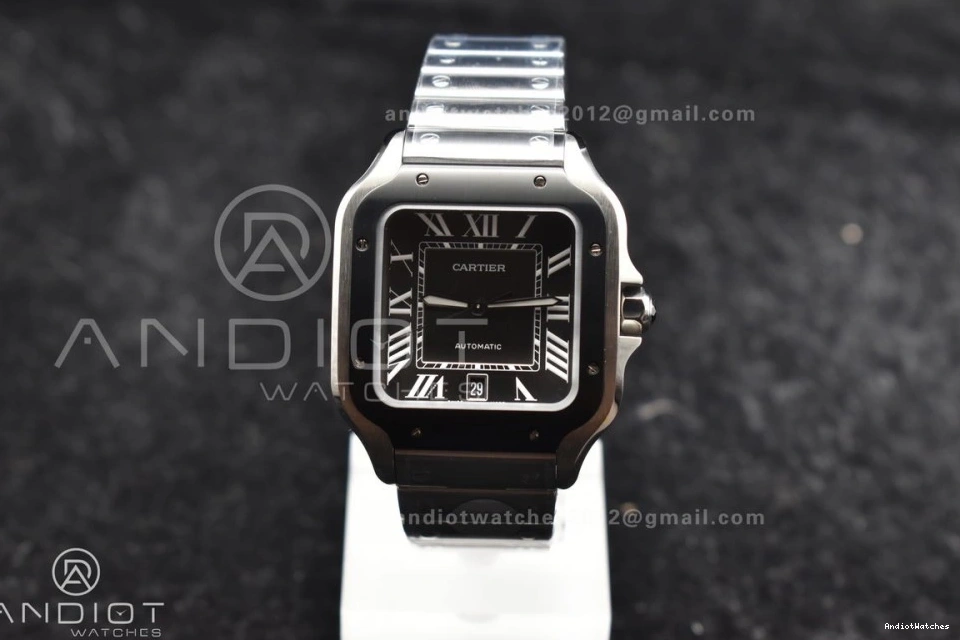 Edition Bracelet 1:1 on Dial Black Best Vibrant 1050 Gray Santos Bezel 40mm MIYOTA SS SS BVF Cartier de 0925